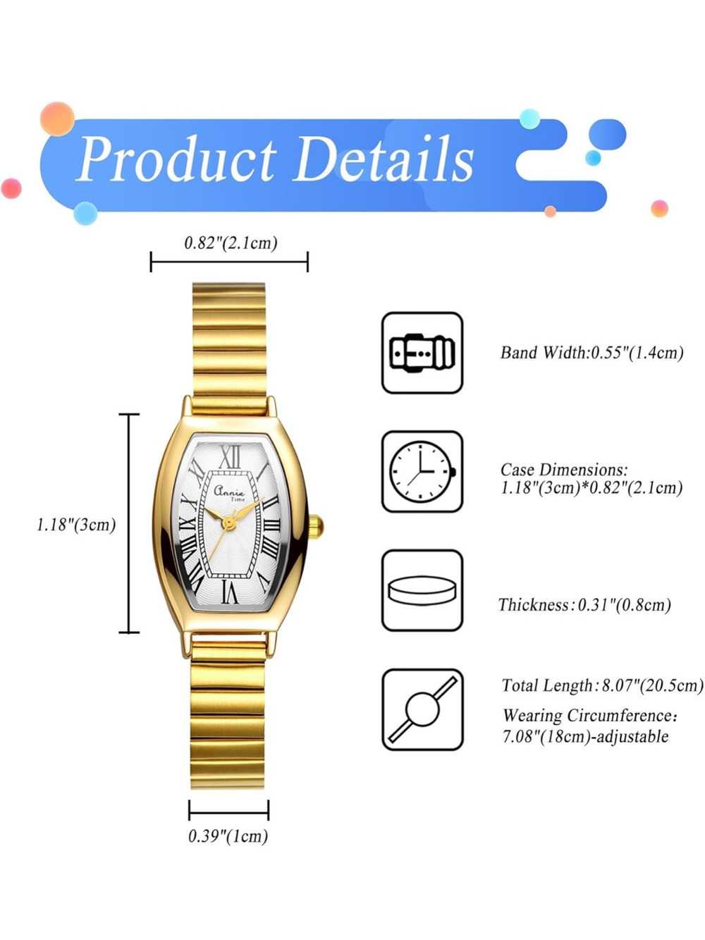 Classic Gold Women’s Watch with White Dial - Picture 2 of 2